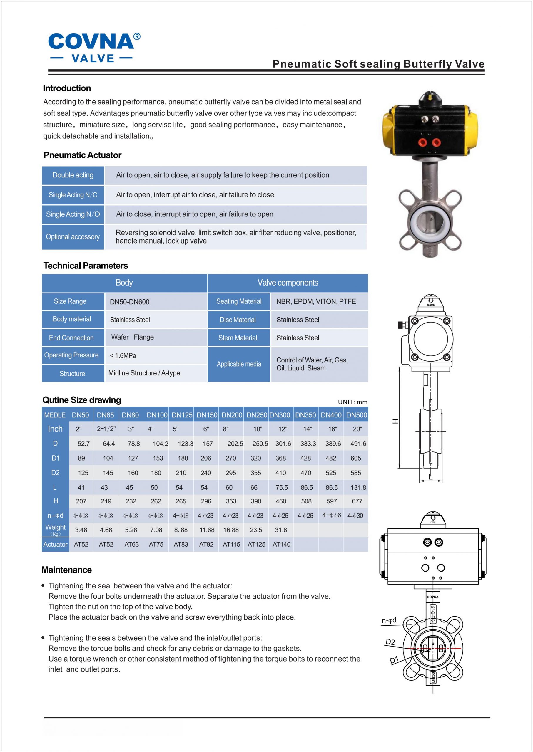 HK59D-S Stainless Steel Pneumatic Butterfly Valve