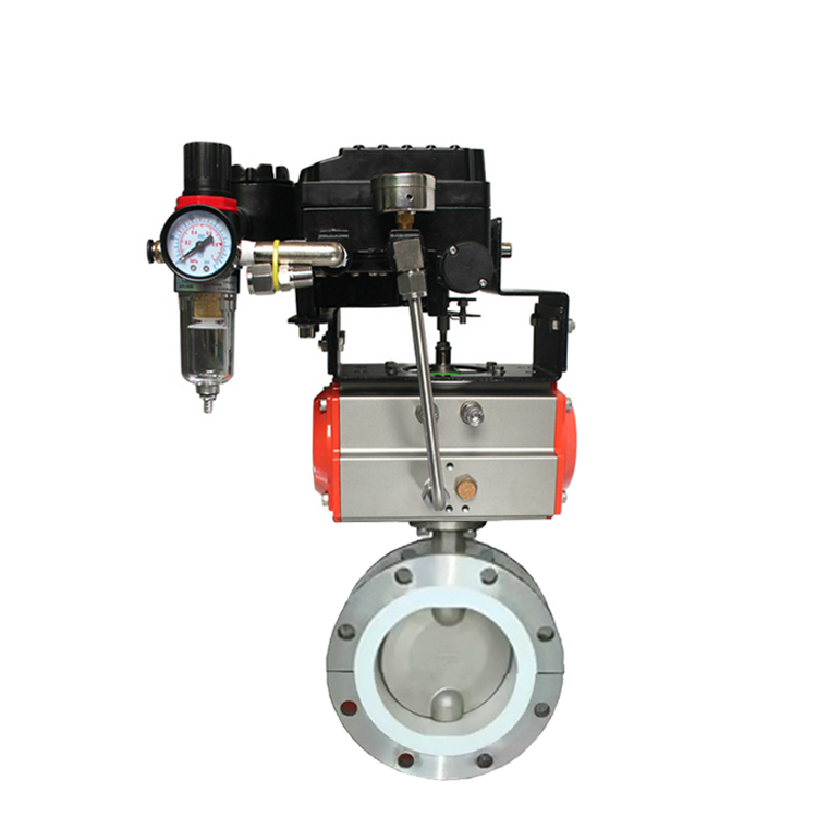 HK59D-F Pneumatic Stainless Steel Double Flanged Butterfly Valve