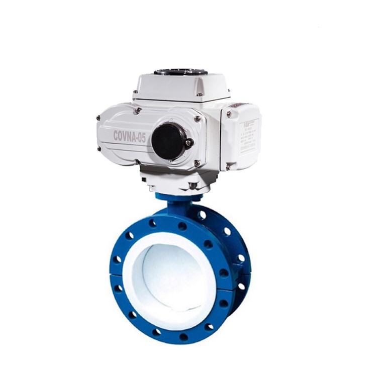 Soft Seal PTFE Fluorine Lined Flange Electric Actuator Butterfly Valve