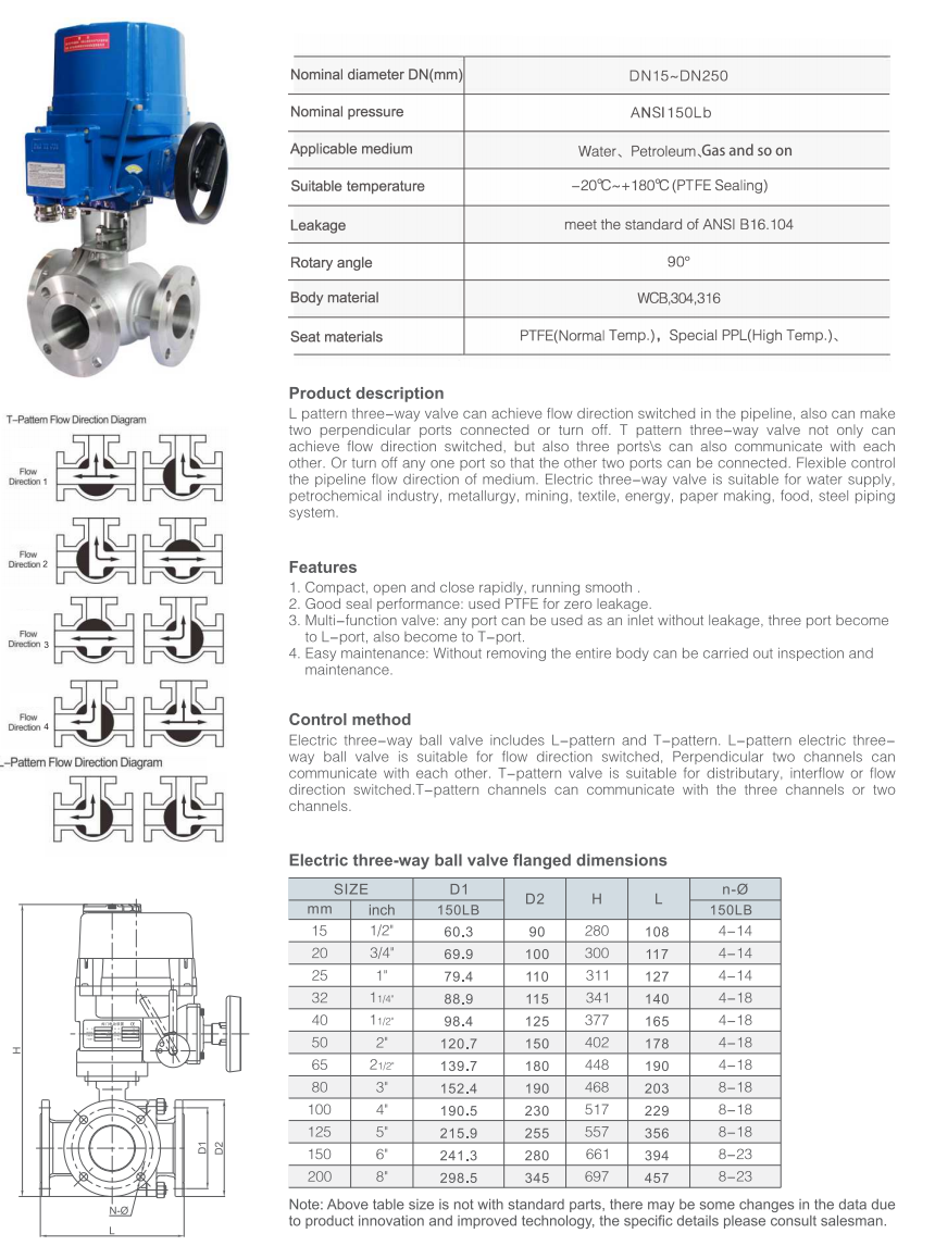 3 way explosion proof electric actuator flange ball valve