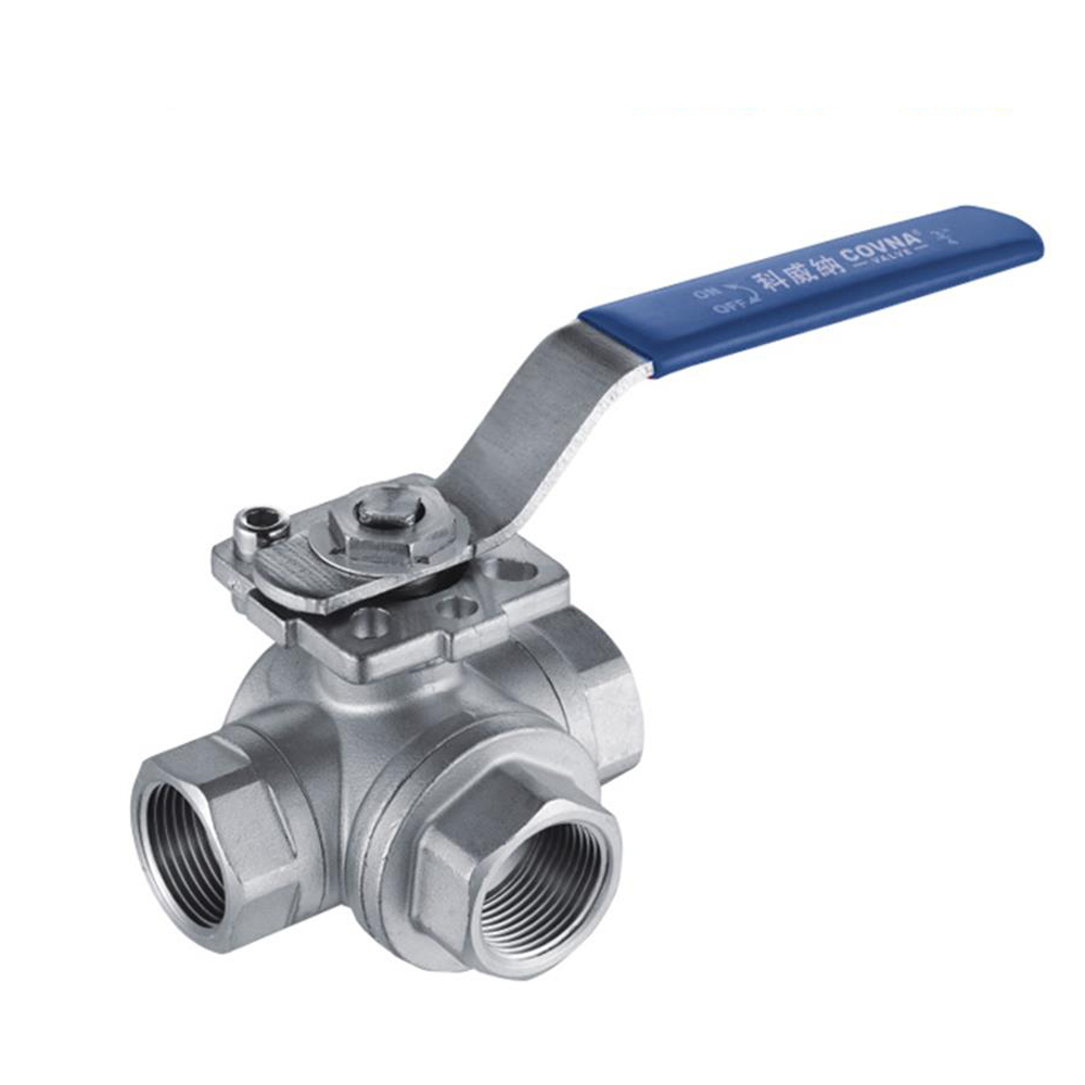 316 Stainless Steel 3 Way Ball Valves with locking handle-COVNA GROUP