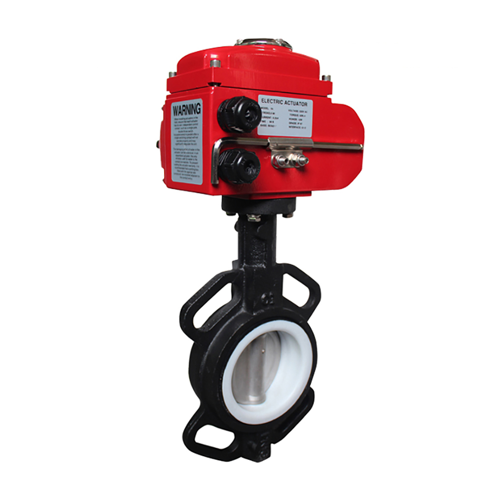 HK60-D PTFE Seated Carbon Steel Wafer Type Motorized Butterfly Valve