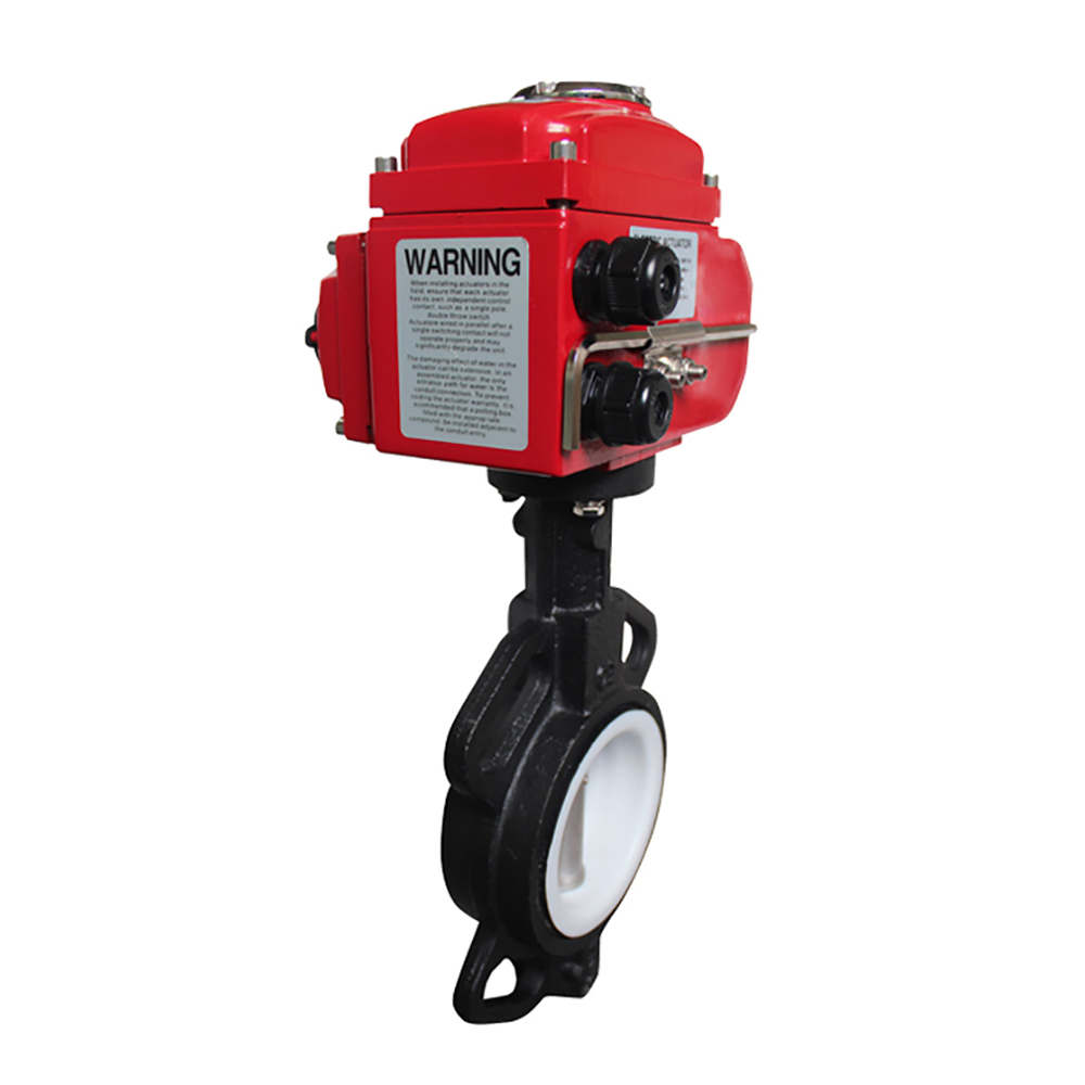 HK60-D PTFE Seated Carbon Steel Wafer Type Motorized Butterfly Valve